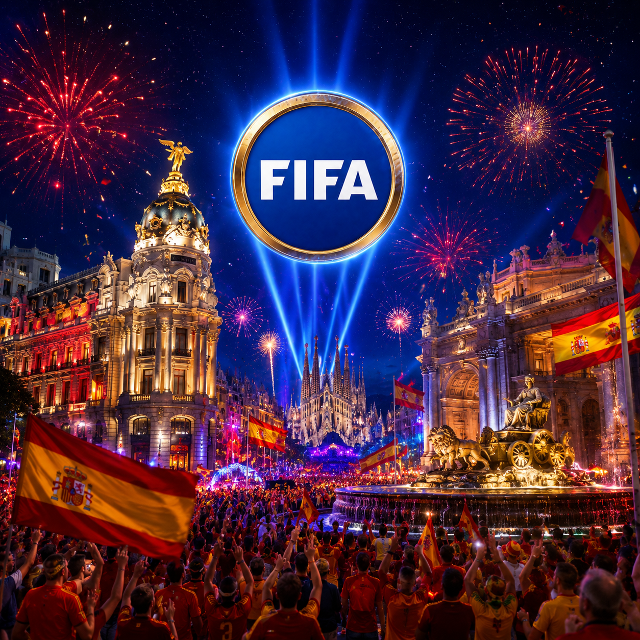 Spain fans celebrating
